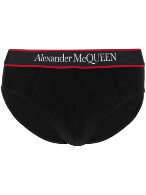 Alexander McQueen logo-waistband cotton briefs - Black