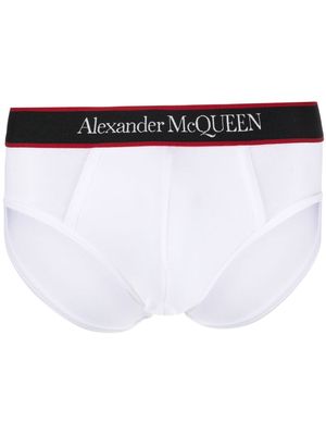 Alexander McQueen logo-waistband cotton briefs - White