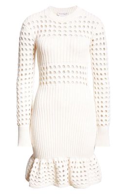 Alexander McQueen Long Sleeve 3D Mesh Mini Sweater Dress in Ivory