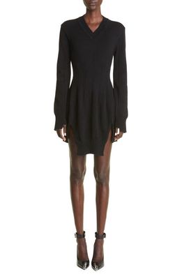 Alexander McQueen Long Sleeve Cashmere Sweater Minidress in Black