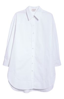 Alexander McQueen Long Sleeve High-Low Shirtdress in Opticalwhite