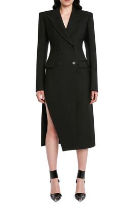 Alexander McQueen Long Sleeve Wool & Mohair Blazer Dress in Black
