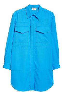 Alexander McQueen Long Sleeve Wool Cargo Shirtdress in Lapis Blue