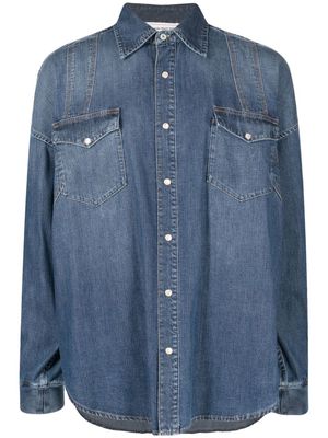 Alexander McQueen long-sleeved buttoned denim shirt - Blue