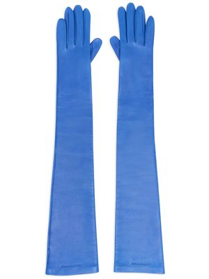 Alexander McQueen Long Solid skin-thight gloves - Blue