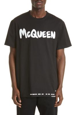 Alexander McQueen Men's Graffiti Logo Graphic Tee in Black/Mix at Nordstrom, Size Small