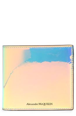 Alexander McQueen Metaillic Bifold Wallet in Multicolor Iridescent Silver