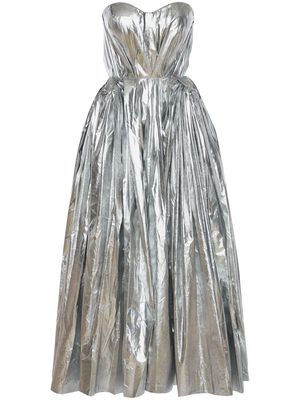 Alexander McQueen metallic-finish bustier midi dress - Silver