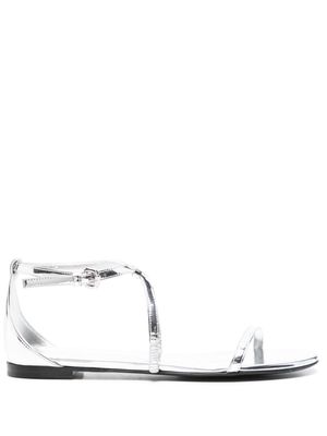 Alexander McQueen metallic leather sandals - Silver