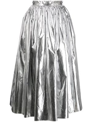 Alexander McQueen metallic pleated midi skirt - Silver