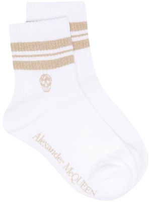 Alexander McQueen metallic-stripe ankle socks - White