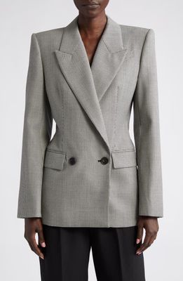Alexander McQueen Micro Houndstooth Check Wool Jacket in Black/Ivory