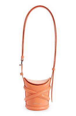 Alexander McQueen Micro The Curve Leather Crossbody Bag in Apricot