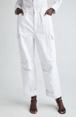 Alexander McQueen Military High Waist Cargo Jeans in Opticalwhite