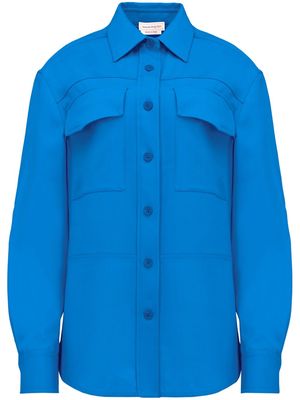 Alexander McQueen military-pocket wool shirt - Blue