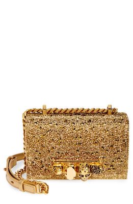 Alexander McQueen Mini Jeweled Crystal Embellished Leather Satchel in Gold