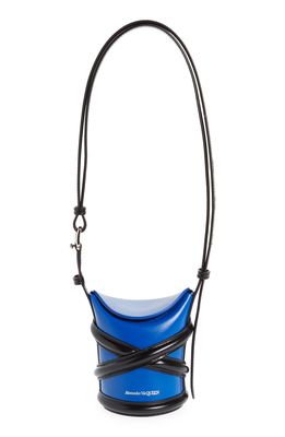 Alexander McQueen Mini The Curve Colorblock Leather Crossbody Bag in Electric Blue/Black