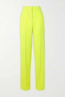 Alexander McQueen - Neon Grain De Poudre Wool And Mohair-blend Slim-leg Pants - Yellow