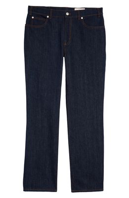 Alexander McQueen Nonstretch Straight Leg Jeans in Rinsed Blue