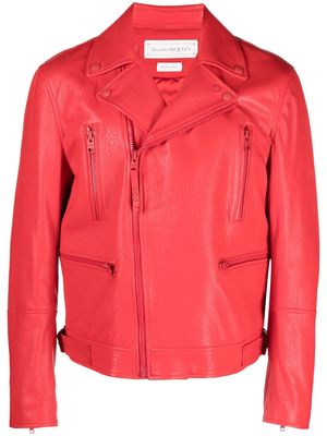 Alexander McQueen notched lapels biker jacket - Red