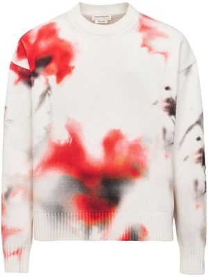 Alexander McQueen Obscured Flower intarsia-knit jumper - Neutrals