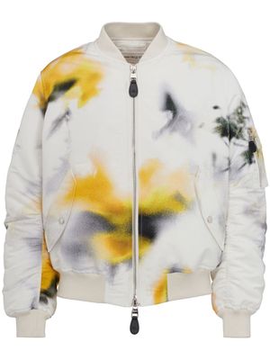 Alexander McQueen Obscured Flower padded bomber jacket - Neutrals