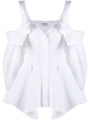 Alexander McQueen off-shoulder cotton blouse - White