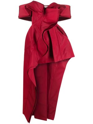 Alexander McQueen off-shoulder ruffled minidress - Red