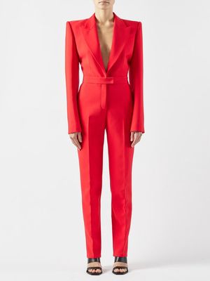 Alexander Mcqueen - Open-back Tailored Twill Jumpsuit - Womens - Red