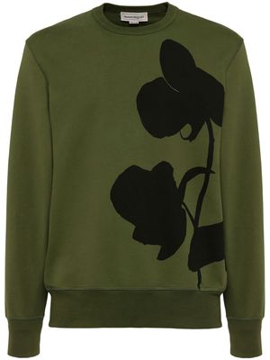Alexander McQueen Orchid-print cotton sweatshirt - Green