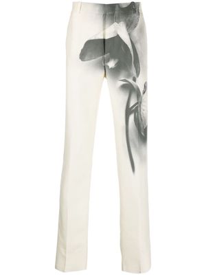 Alexander McQueen Orchid-print tailored trousers - White