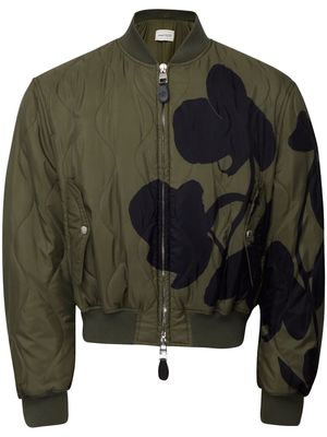 Alexander McQueen Orchid quilted bomber jacket - Green