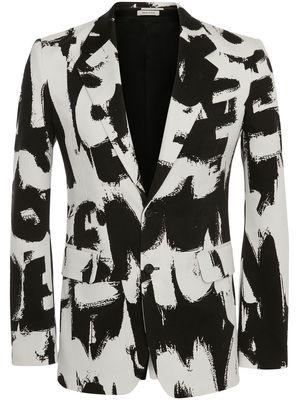 Alexander McQueen organic cotton graffiti blazer - Black