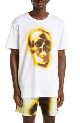 Alexander McQueen Oversize Logo Graphic Tee Skull Graphic Tee in White/Mix