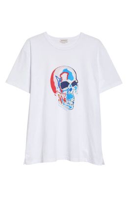 Alexander McQueen Oversize Solarised Skull Graphic T-Shirt in White/Mix