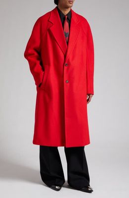 Alexander McQueen Oversize Wool & Cashmere Coat in Lust Red