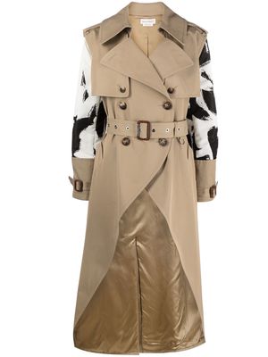 Alexander McQueen panelled belted trench coat - Neutrals
