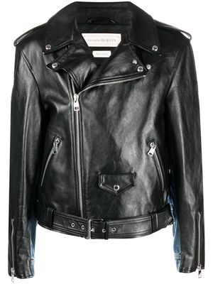 Alexander McQueen panelled biker jacket - Black