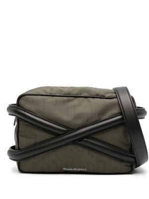 Alexander McQueen panelled-leather gabardine bag - Green