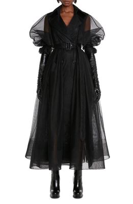Alexander McQueen Paris Puff Sleeve Mesh Coat in 1000 Black