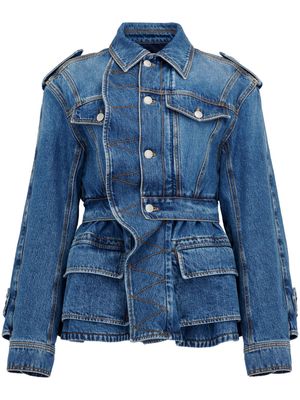 Alexander McQueen patch-pocket peplum denim jacket - Blue