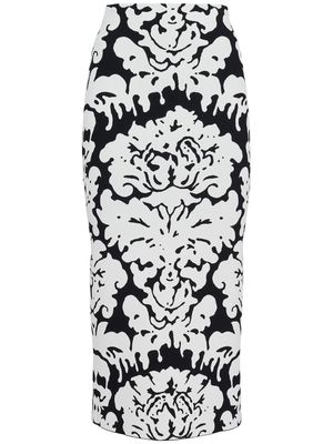 Alexander McQueen patterned-jacquard pencil skirt - Black