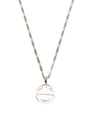 Alexander McQueen 'Peace Love Happiness' pendant necklace - Silver