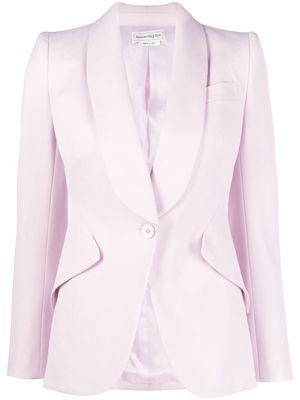 Alexander McQueen peak-shoulder single-breasted blazer - Pink