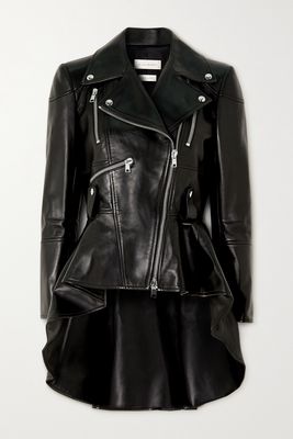 Alexander McQueen - Peplum Leather Jacket - Black