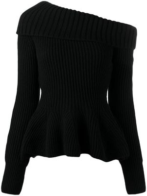 Alexander McQueen peplum waist knitted jumper - Black