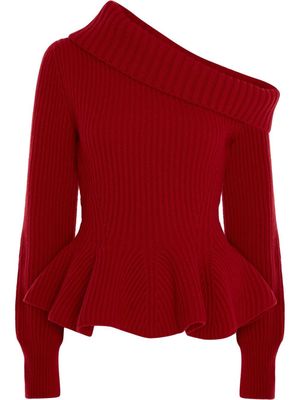 Alexander McQueen peplum waist knitted jumper - Red