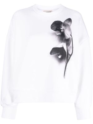 Alexander McQueen Photographic Orchid cotton sweatshirt - White