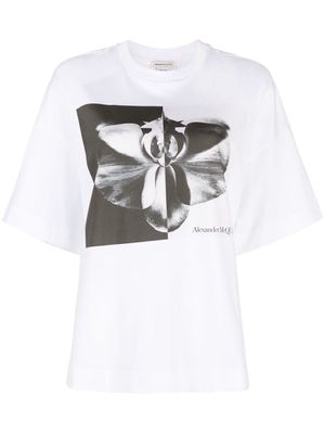 Alexander McQueen Photographic Orchid-print T-shirt - White