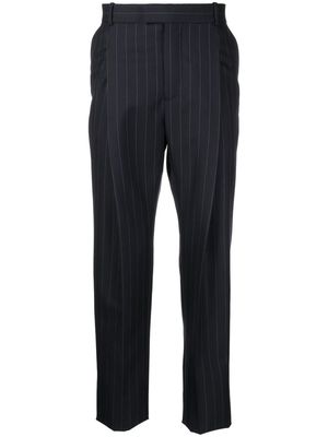 Alexander McQueen pinstripe pleat-detail tailored trousers - Blue